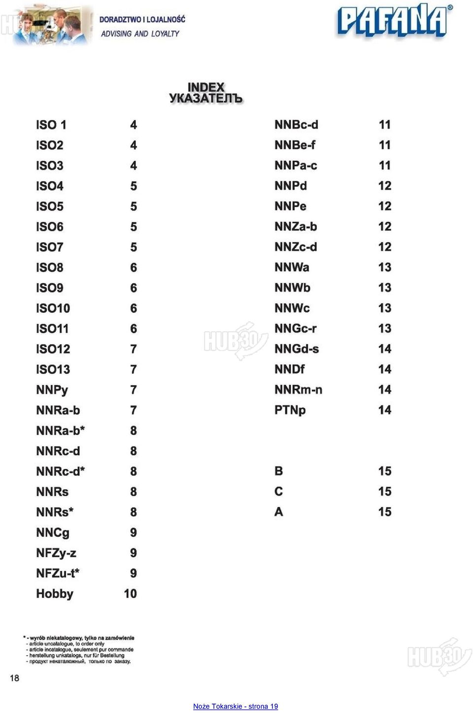 NNRc-d* 8 В 15 NNRs 8 С 15 NNRs* 8 A 15 NNCg 9 NFZy-z 3 NFZu-t* 9 Hobby 10 * - wyrób niekatalogowy, tylko na zamówienie - article uncatalogue, to order only