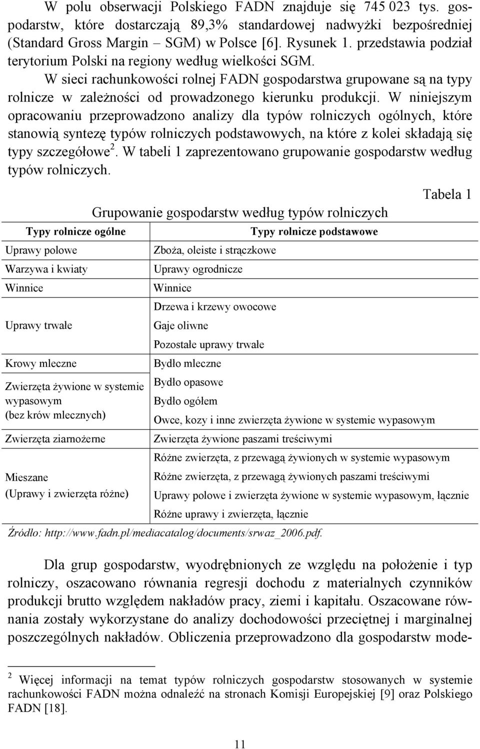 W niniejszym opracowaniu przeprowadzono analizy dla typów rolniczych ogólnych, które stanowią syntezę typów rolniczych podstawowych, na które z kolei składają się typy szczegółowe 2.