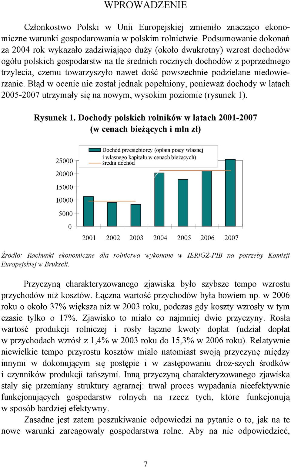 nawet dość powszechnie podzielane niedowierzanie. Błąd w ocenie nie został jednak popełniony, ponieważ dochody w latach 2005-2007 utrzymały się na nowym, wysokim poziomie (rysunek 1). Rysunek 1.