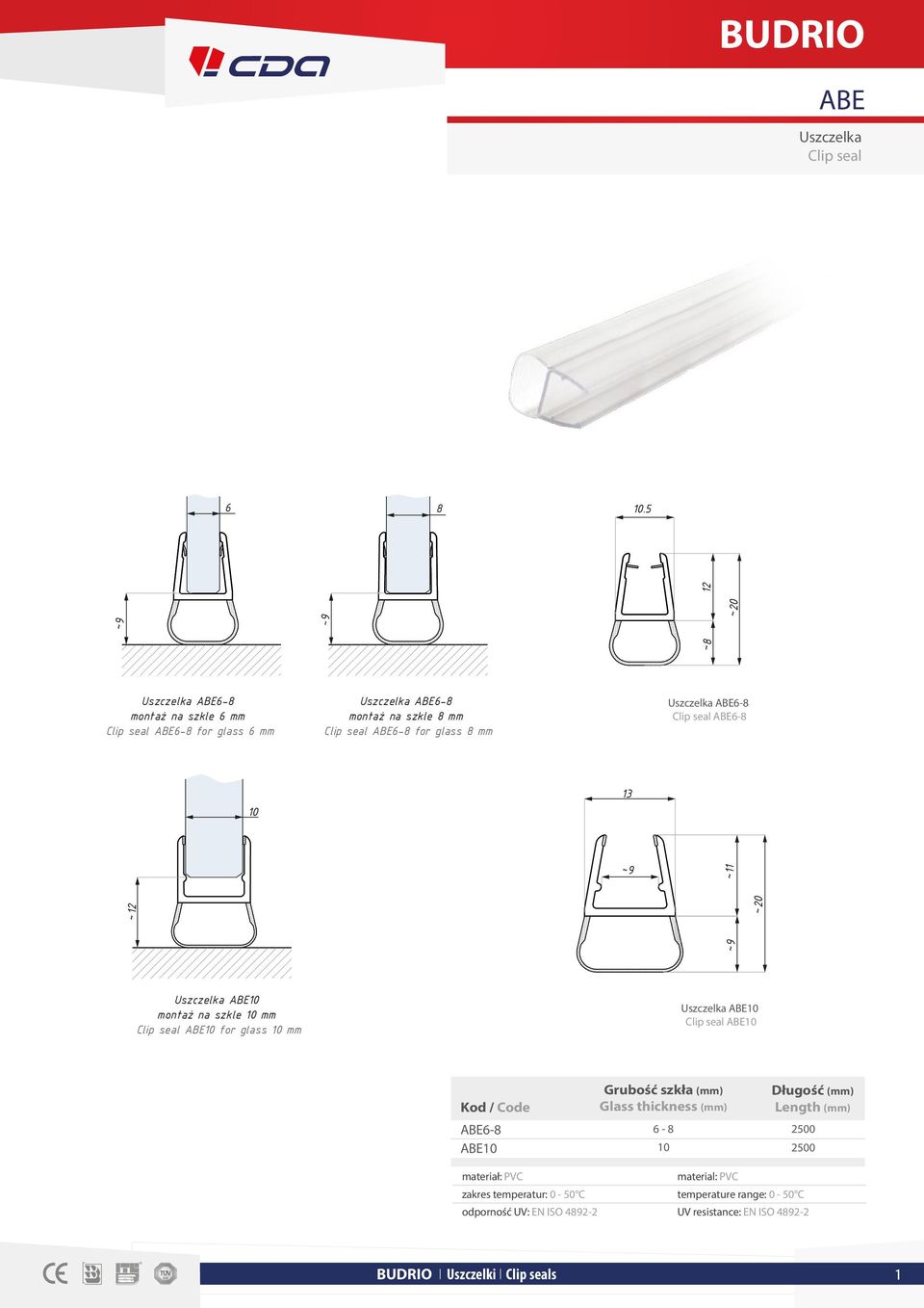 12 11 ABE montaż na szkle mm ABE for glass mm ABE ABE ABE-