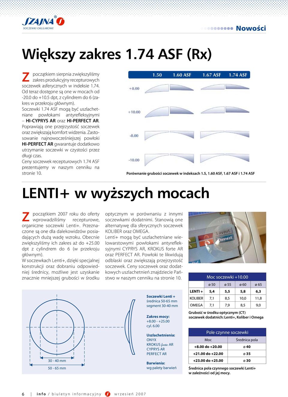 Poprawiają one przejrzystość soczewek oraz zwiększają komfort widzenia. Zastosowanie najnowocześniejszej powłoki HI-PERFECT AR gwarantuje dodatkowo utrzymanie soczewki w czystości przez długi czas.