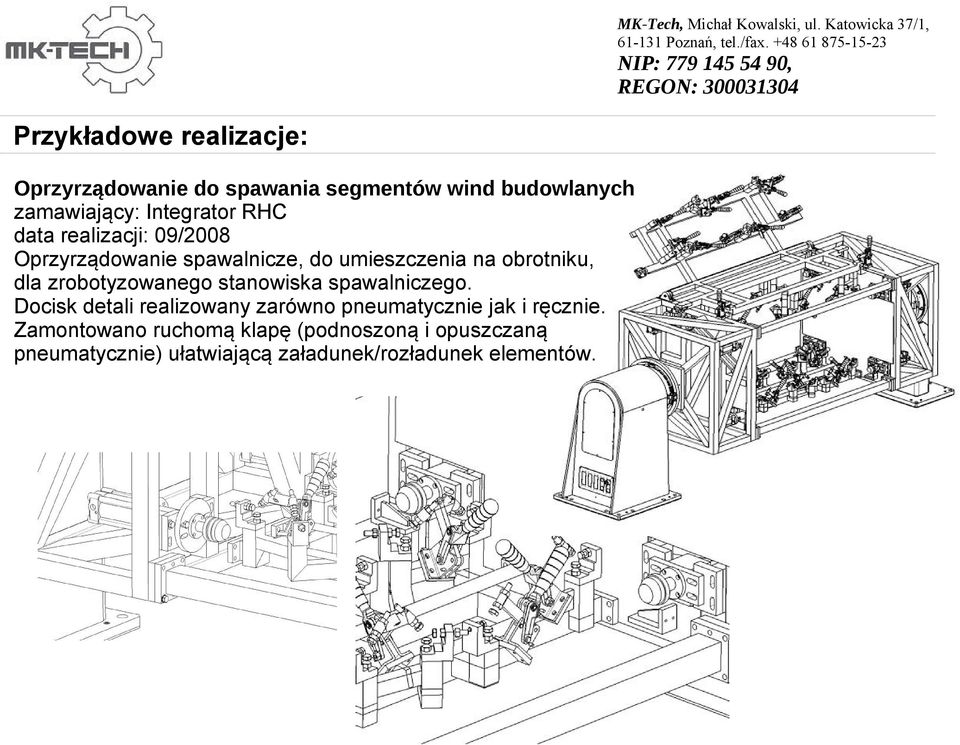 zrobotyzowanego stanowiska spawalniczego.