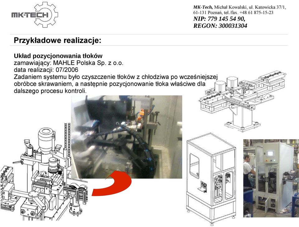 tłoków z chłodziwa po wcześniejszej obróbce skrawaniem, a