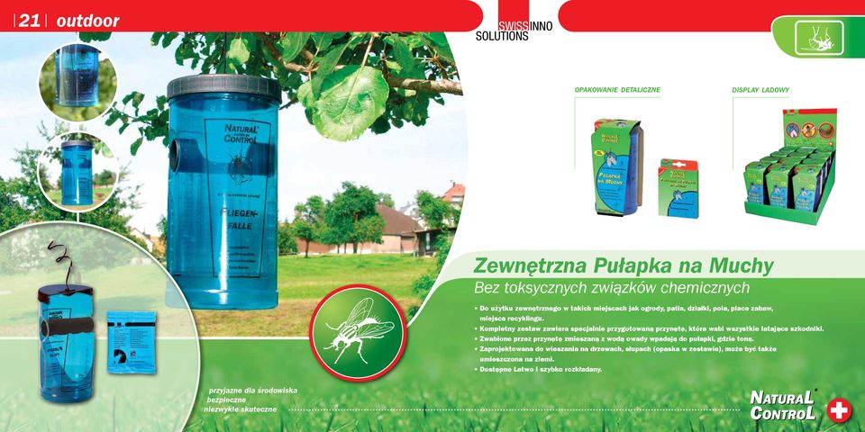 Kompletny zestaw zawiera specjalnie przygotowaną przynętę, która wabi wszystkie latające szkodniki.