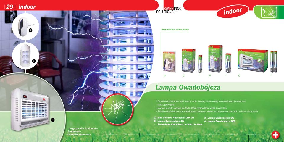 Światło ultrafioletowe oraz naładowana metalowa siatka są bezpieczne dla ludzi i zwierząt domowych.