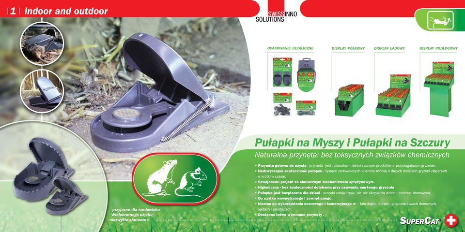 Nadzwyczajna skuteczność pułapek - tysiące zadowolonych klientów mówią o dużych ilościach gryzoni złapanych w krótkim czasie. Szwajcarski projekt ze skutecznym mechanizmem sprężynowym.