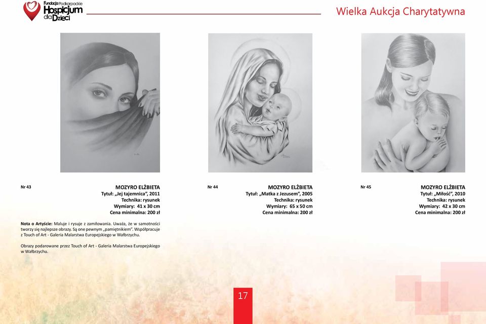 Artyście: Maluje i rysuje z zamiłowania. Uważa, że w samotności tworzy się najlepsze obrazy. Są one pewnym pamiętnikiem.
