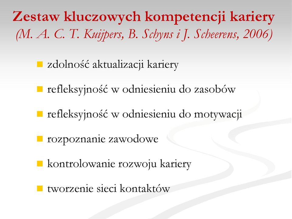 Scheerens, 2006) zdolność aktualizacji kariery refleksyjność w