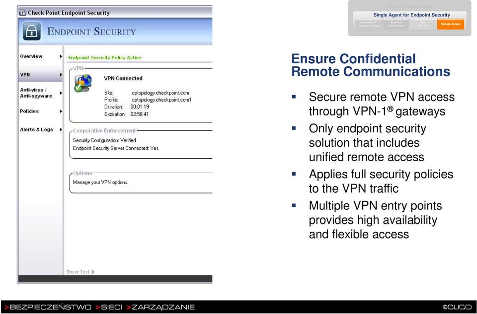 security solution that includes unified remote access Applies full security