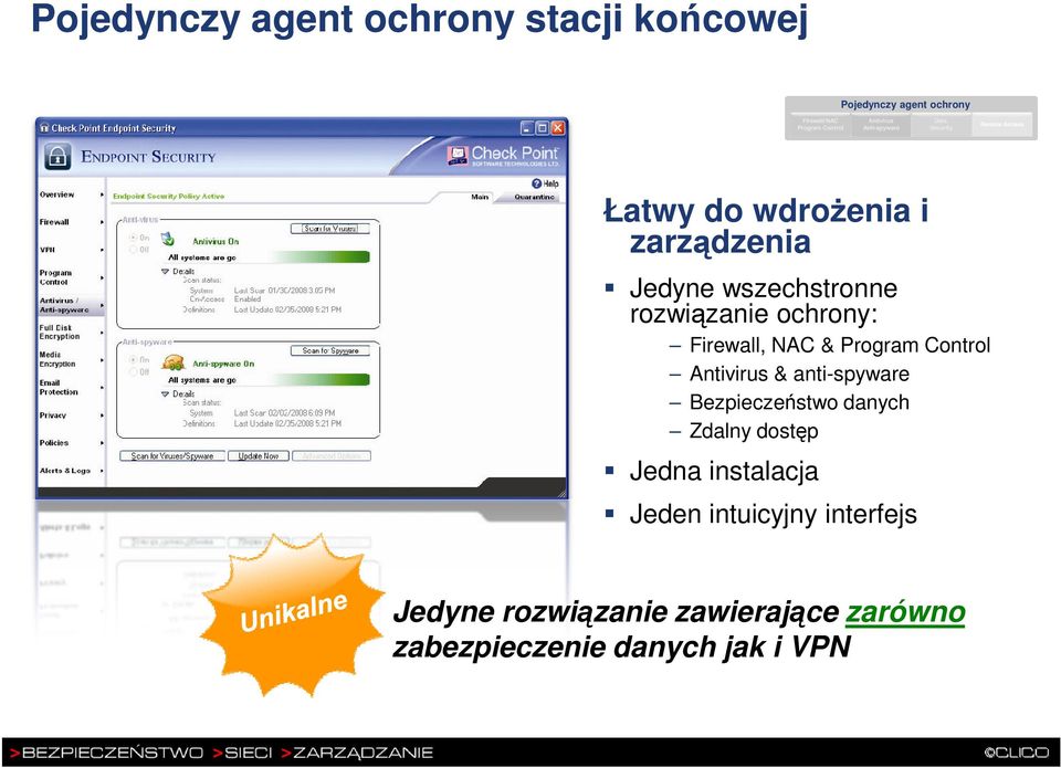 & & anti-spyware Bezpieczeństwo danych Zdalny dostęp Jedna instalacja Jeden
