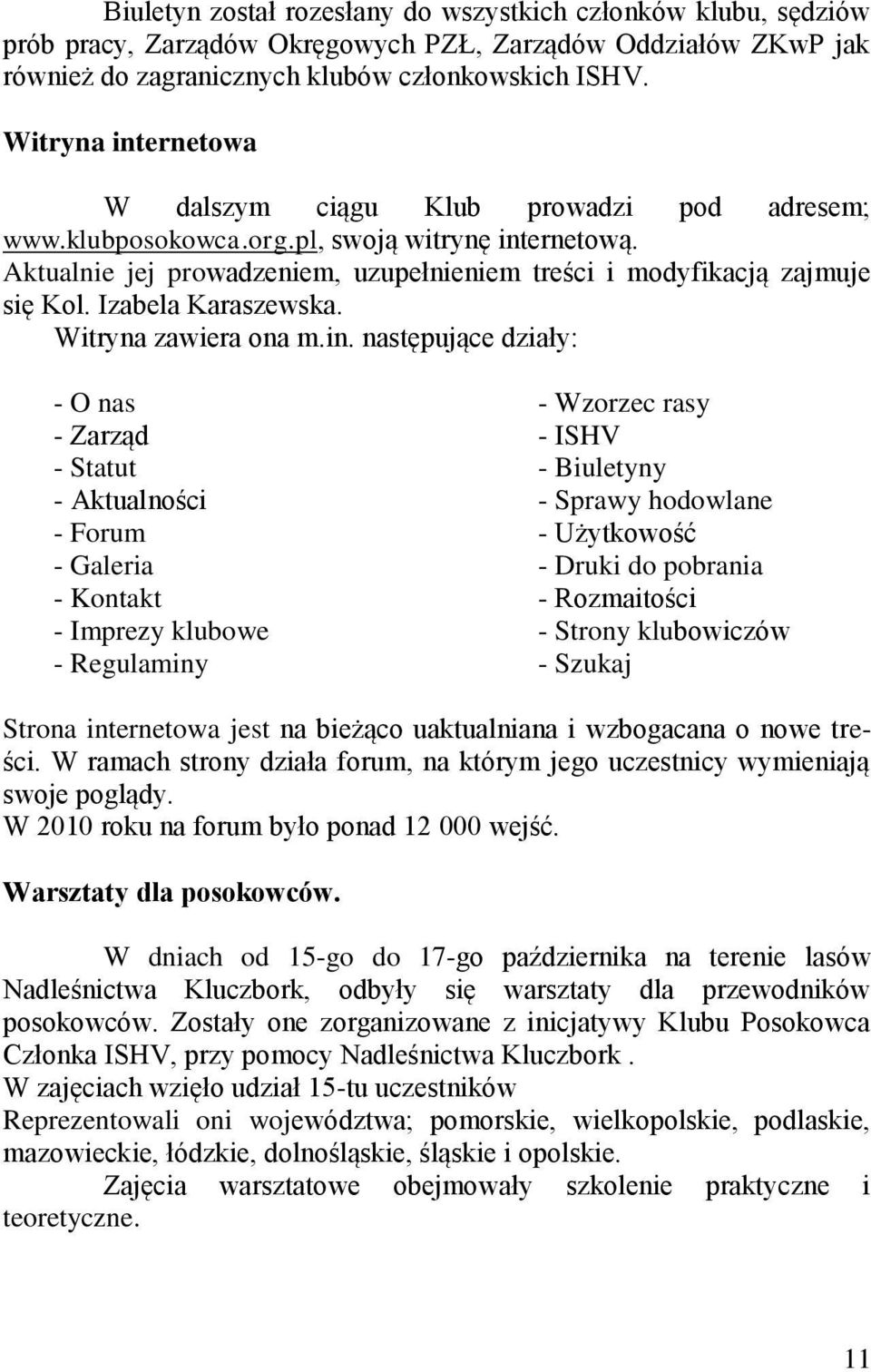 Izabela Karaszewska. Witryna zawiera ona m.in.