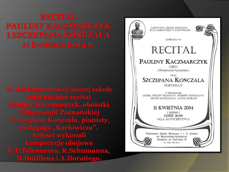 oboistki Filharmonii Poznańskiej i Szczepana Kończala, pianisty, pedagoga