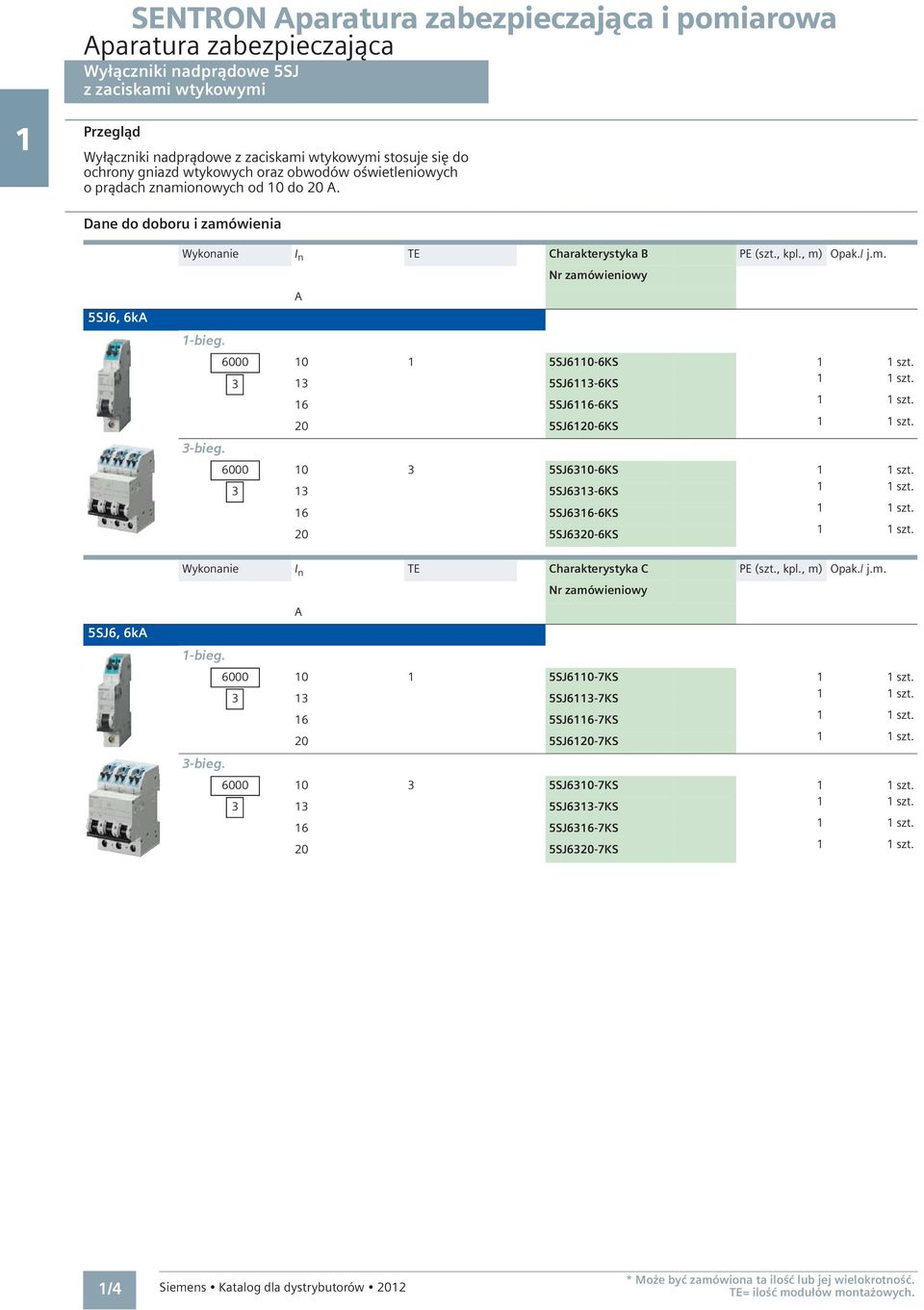 6000 10 1 5SJ6110-6KS 1 1 szt. 3 13 5SJ6113-6KS 1 1 szt. 16 5SJ6116-6KS 1 1 szt. 20 5SJ6120-6KS 1 1 szt. 3-bieg. 6000 10 3 5SJ6310-6KS 1 1 szt. 3 13 5SJ6313-6KS 1 1 szt. 16 5SJ6316-6KS 1 1 szt.