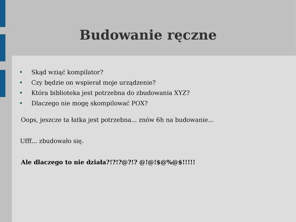 Która biblioteka jest potrzebna do zbudowania XYZ?