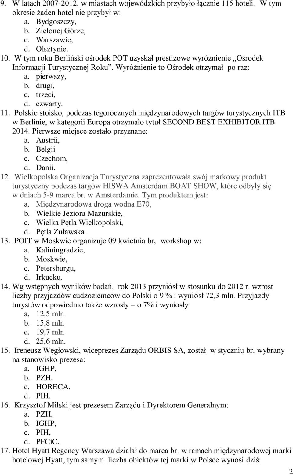 Polskie stoisko, podczas tegorocznych międzynarodowych targów turystycznych ITB w Berlinie, w kategorii Europa otrzymało tytuł SECOND BEST EXHIBITOR ITB 2014. Pierwsze miejsce zostało przyznane: a.