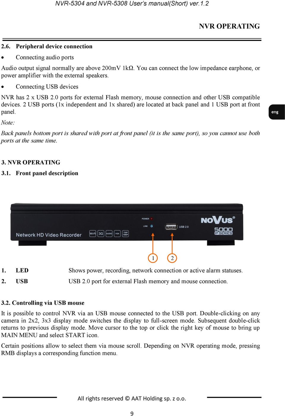 0 ports for external Flash memory, mouse connection and other USB compatible devices. 2 USB ports (1x independent and 1x shared) are located at back panel and 1 USB port at front panel.