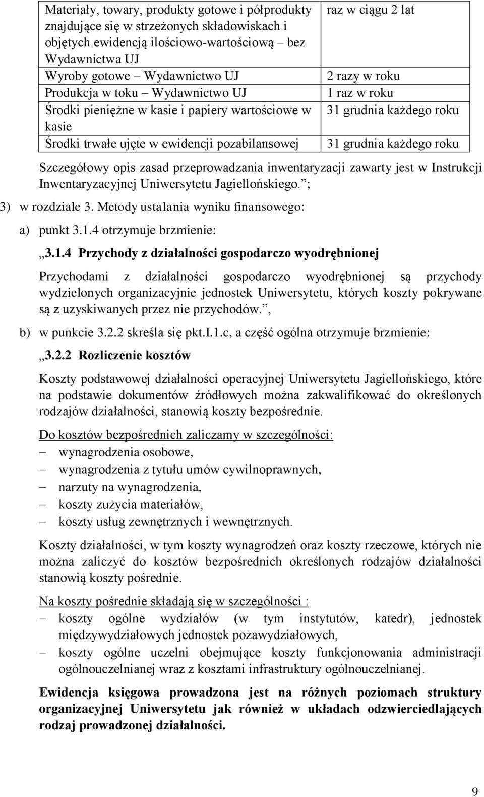 każdego roku Szczegółowy opis zasad przeprowadzania inwentaryzacji zawarty jest w Instrukcji Inwentaryzacyjnej Uniwersytetu Jagiellońskiego. ; 3) w rozdziale 3.
