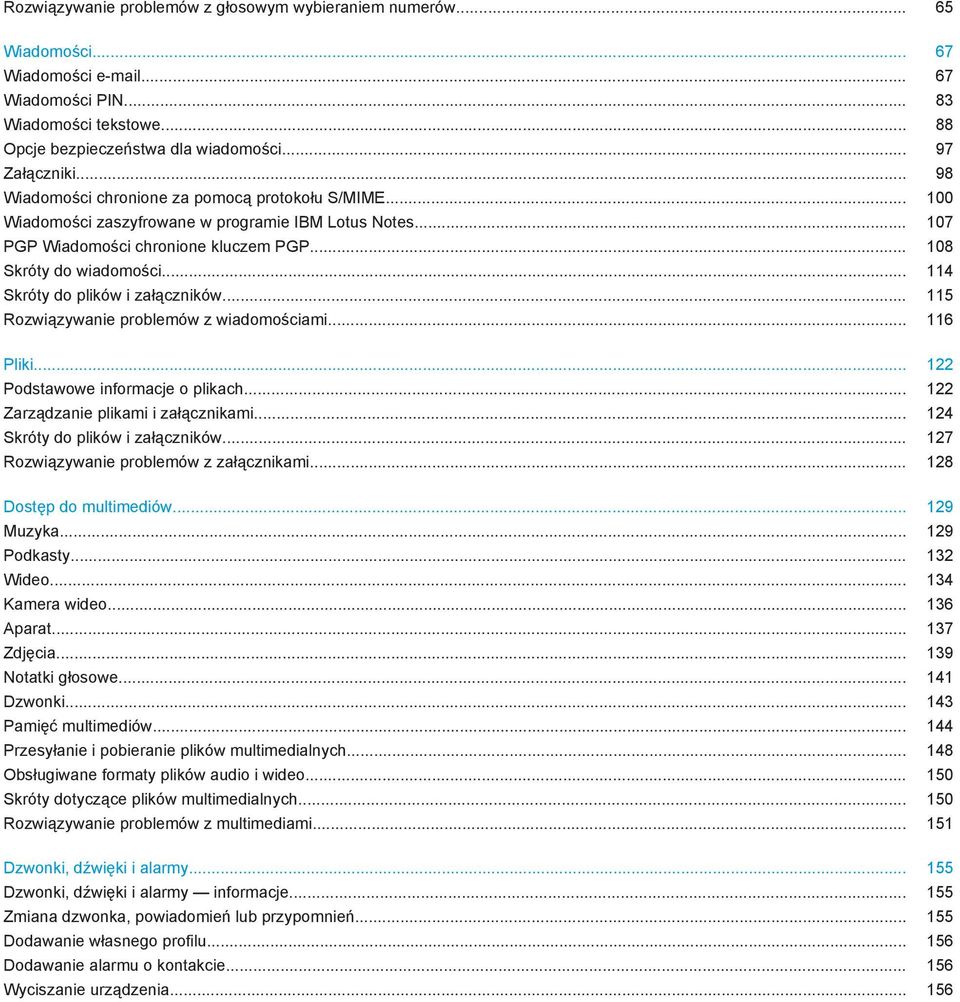 .. 114 Skróty do plików i załączników... 115 Rozwiązywanie problemów z wiadomościami... 116 Pliki... 122 Podstawowe informacje o plikach... 122 Zarządzanie plikami i załącznikami.