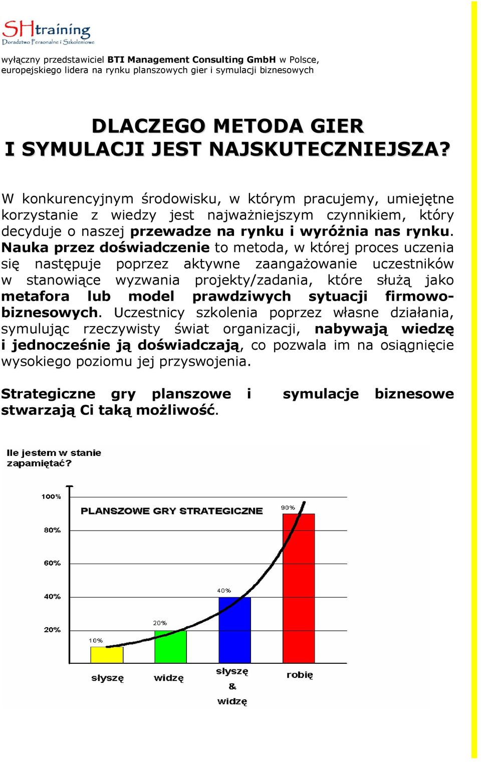 Nauka przez doświadczenie to metoda, w której proces uczenia się następuje poprzez aktywne zaangaŝowanie uczestników w stanowiące wyzwania projekty/zadania, które słuŝą jako metafora lub