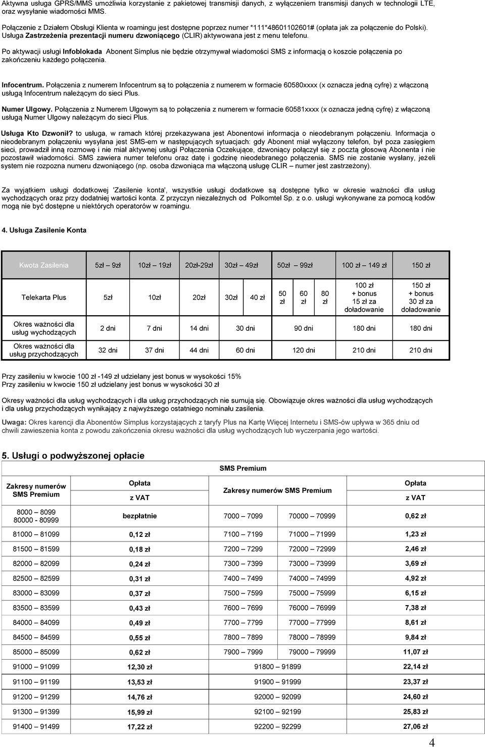 Usługa Zastrzeżenia prezentacji numeru dzwoniącego (CLIR) aktywowana jest z menu telefonu.