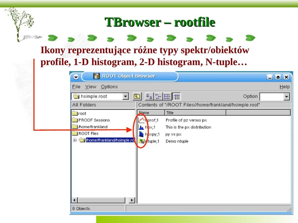 spektr/obiektów profile, 1-D