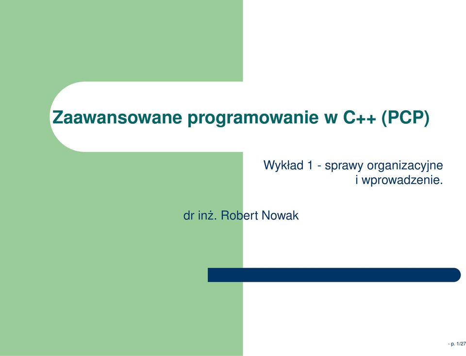 organizacyjne i wprowadzenie.