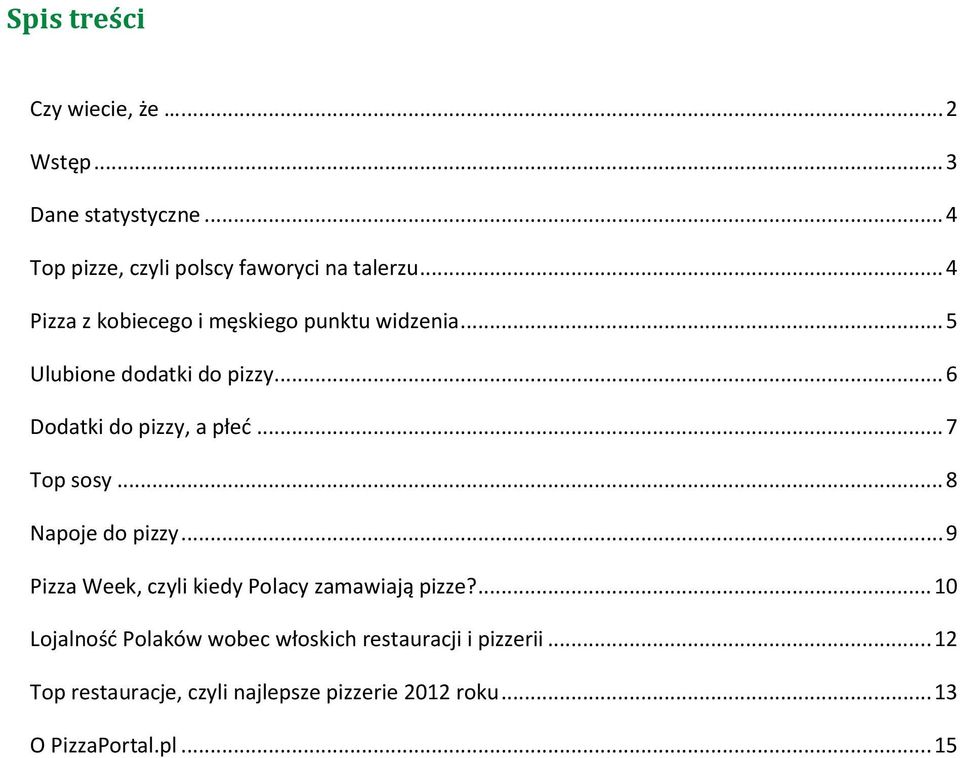 .. 7 Top sosy... 8 Napoje do pizzy... 9 Pizza Week, czyli kiedy Polacy zamawiają pizze?