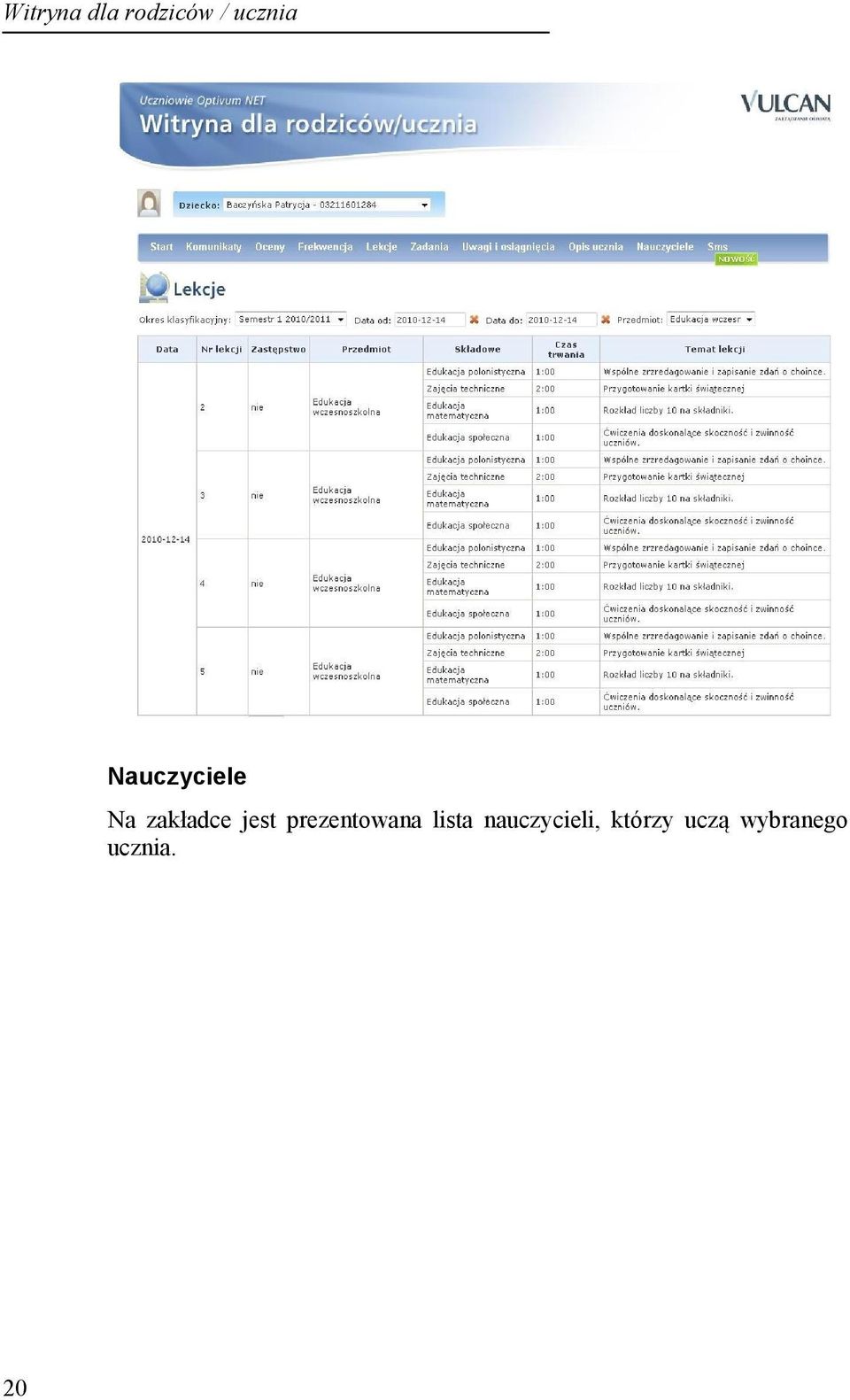 prezentowana lista