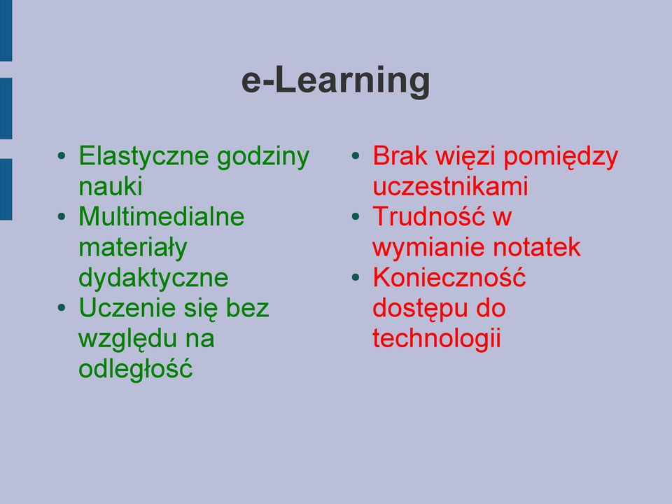 odległość Brak więzi pomiędzy uczestnikami