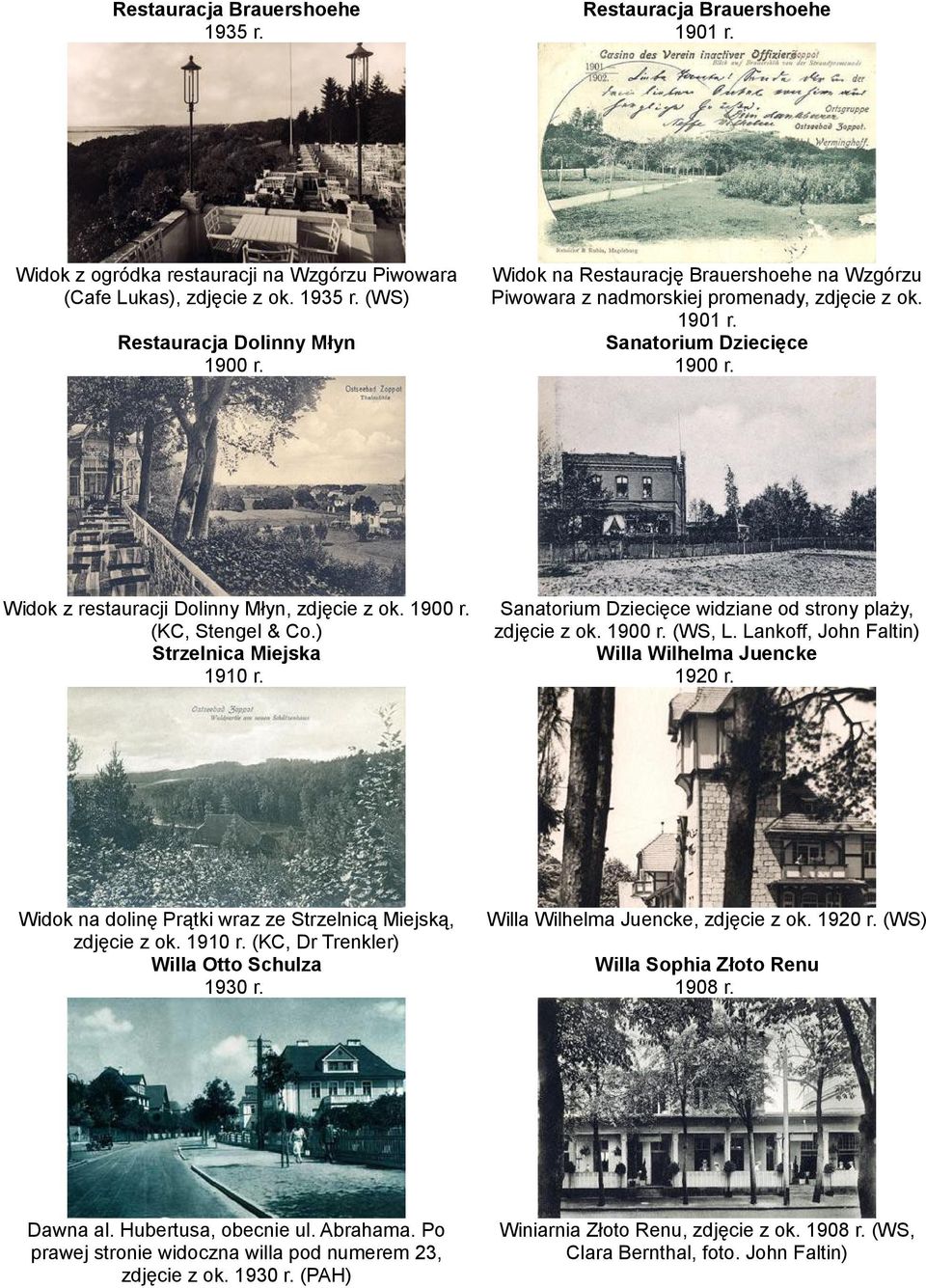 ) Strzelnica Miejska Sanatorium Dziecięce widziane od strony plaży, zdjęcie z ok. 1900 r. (WS, L. Lankoff, John Faltin) Willa Wilhelma Juencke 1920 r.