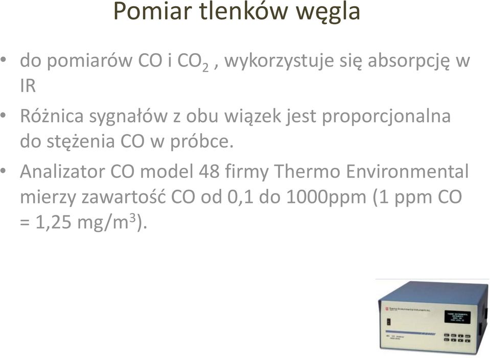 do stężenia CO w próbce.