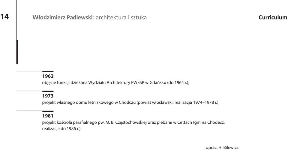 ); 1973 projekt własnego domu letniskowego w Chodczu (powiat włocławski; realizacja 1974 1978
