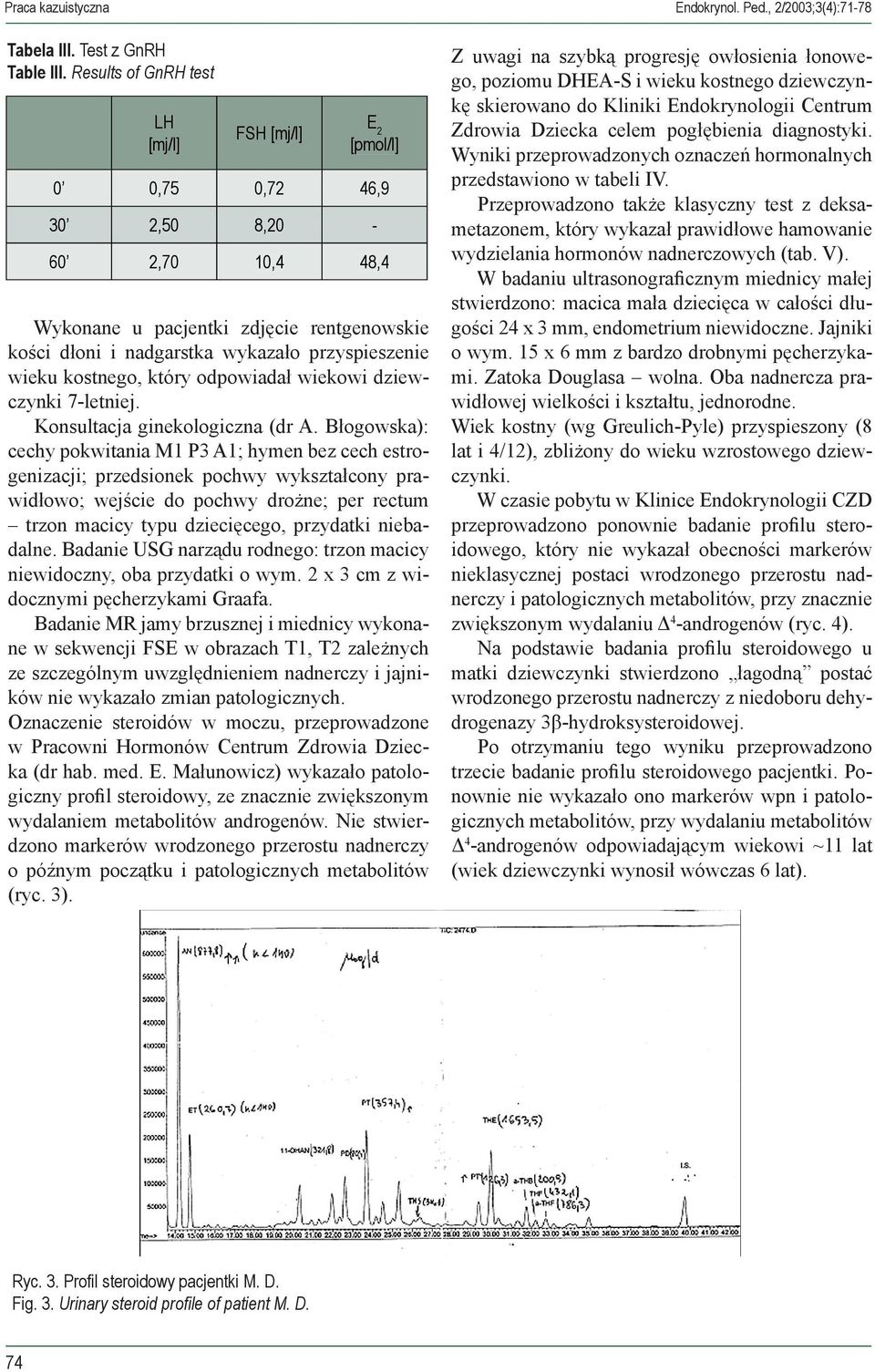 wieku kostnego, który odpowiadał wiekowi dziewczynki 7-letniej. Konsultacja ginekologiczna (dr A.