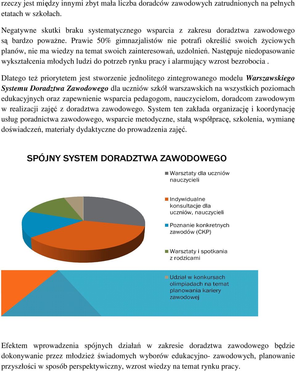 Prawie 50% gimnazjalistów nie potrafi określić swoich życiowych planów, nie ma wiedzy na temat swoich zainteresowań, uzdolnień.