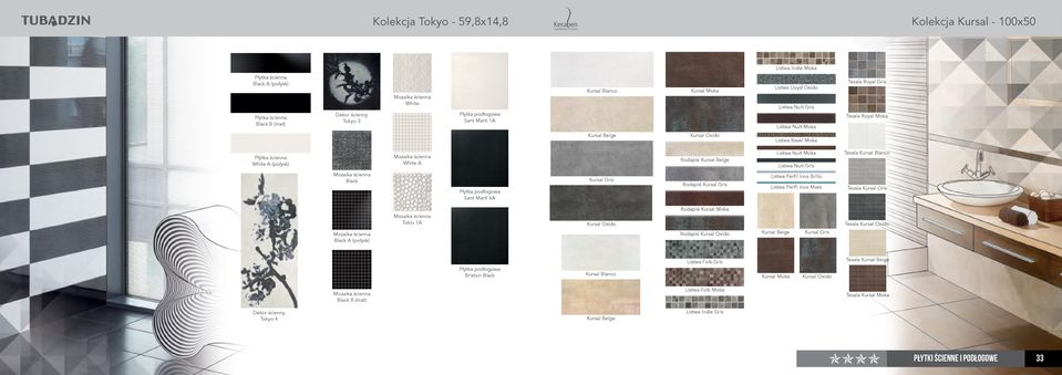 White A Rodapié Kursal Beige Listwa Nuit Moka Listwa Nuit Gris Tesala Kursal Blanco Mozaika ścienna Black Sant Marti 6A Kursal Gris Rodapié Kursal Gris Listwa Perfil Inox Brillo Listwa Perfil Inox