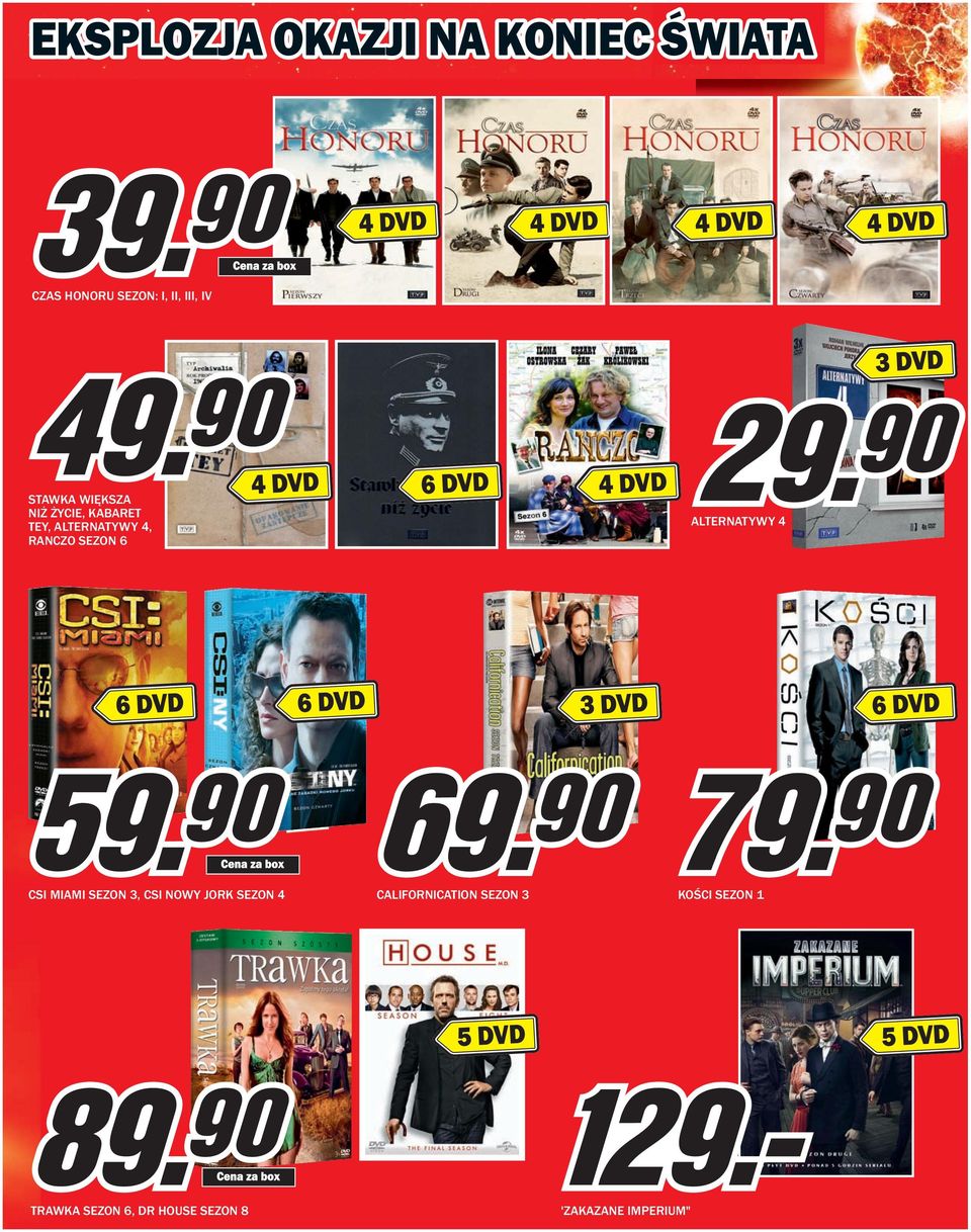 6 DVD 6 DVD 3 DVD 6 DVD CSI MIAMI SEZON 3, CSI NOWY JORK SEZON 4 CALIFORNICATION