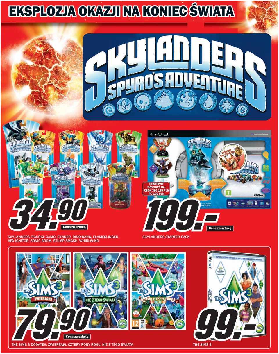 SONIC BOOM, STUMP SMASH, WHIRLWIND SKYLANDERS STARTER PACK THE