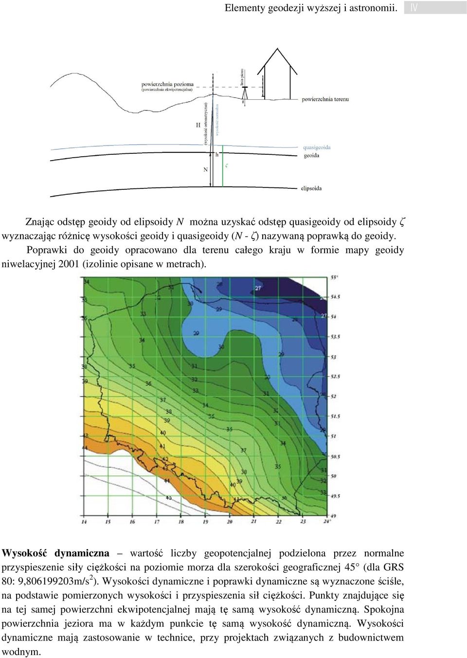 Poprawki do geoidy opracowano dla terenu całego kraju w formie mapy geoidy niwelacyjnej 2001 (izolinie opisane w metrach).