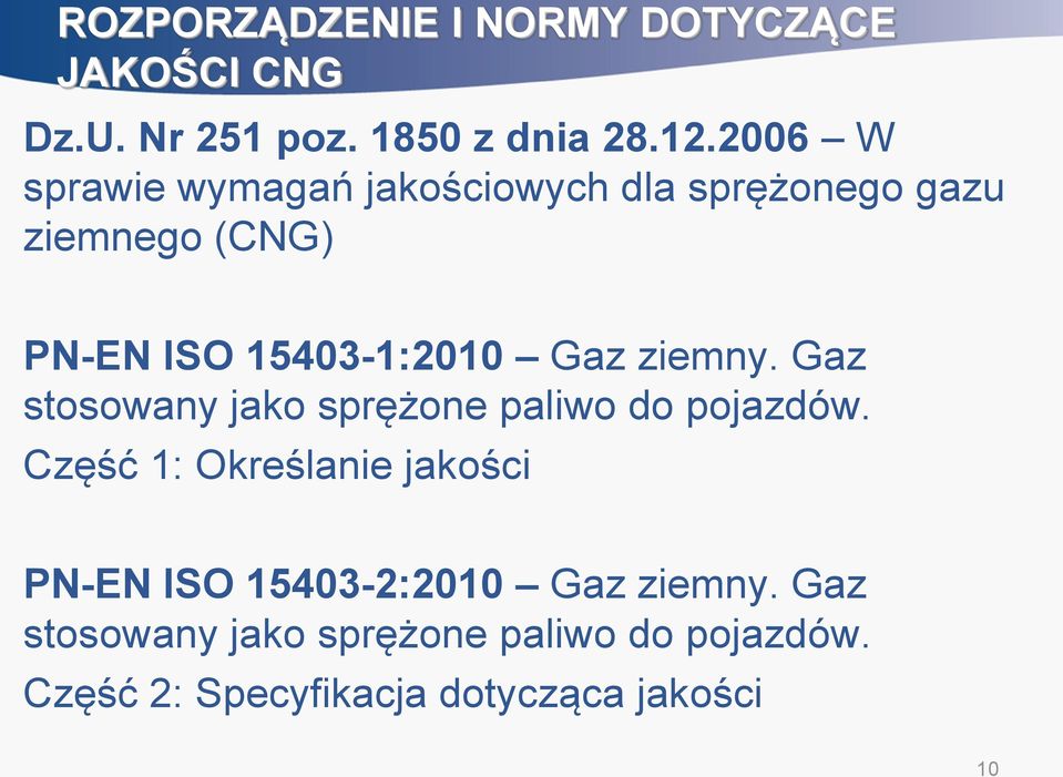 Gaz ziemny. Gaz stosowany jako sprężone paliwo do pojazdów.