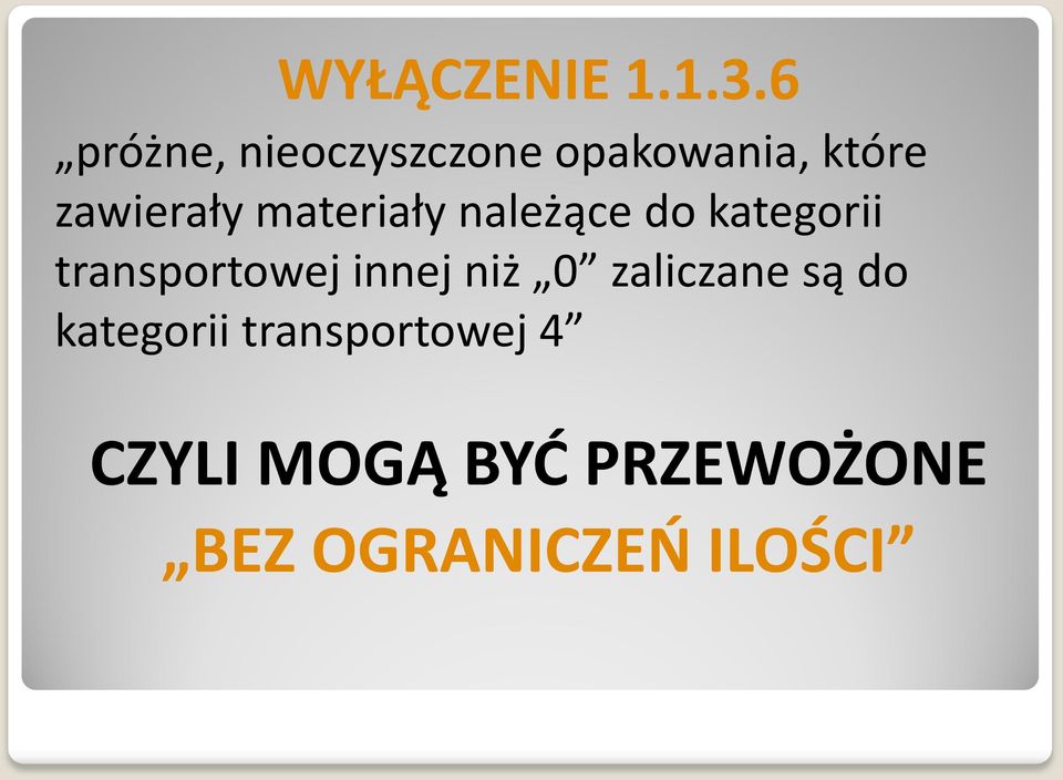 materiały należące do kategorii transportowej innej