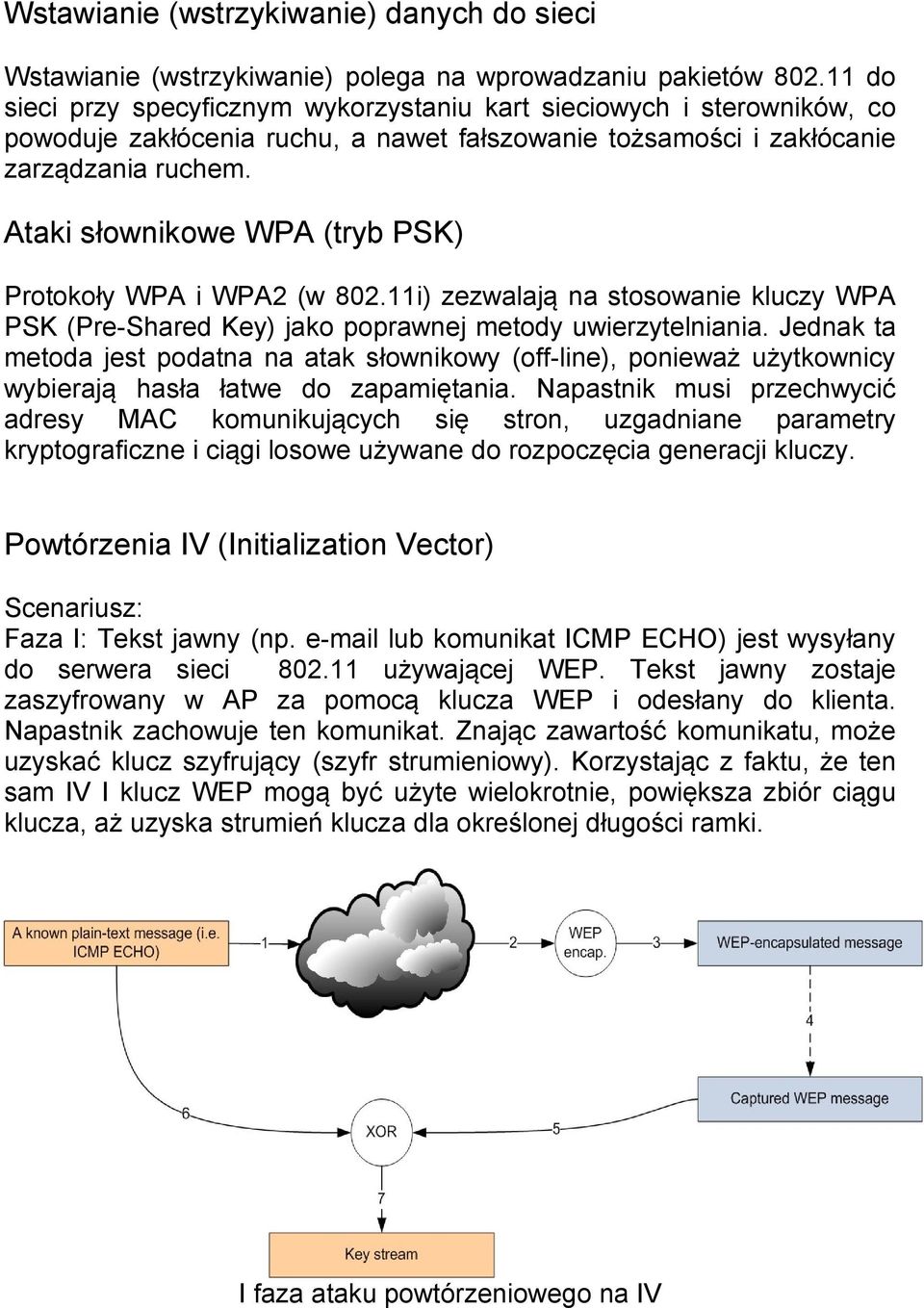 Ataki słownikowe WPA (tryb PSK) Protokoły WPA i WPA2 (w 802.11i) zezwalają na stosowanie kluczy WPA PSK (Pre-Shared Key) jako poprawnej metody uwierzytelniania.