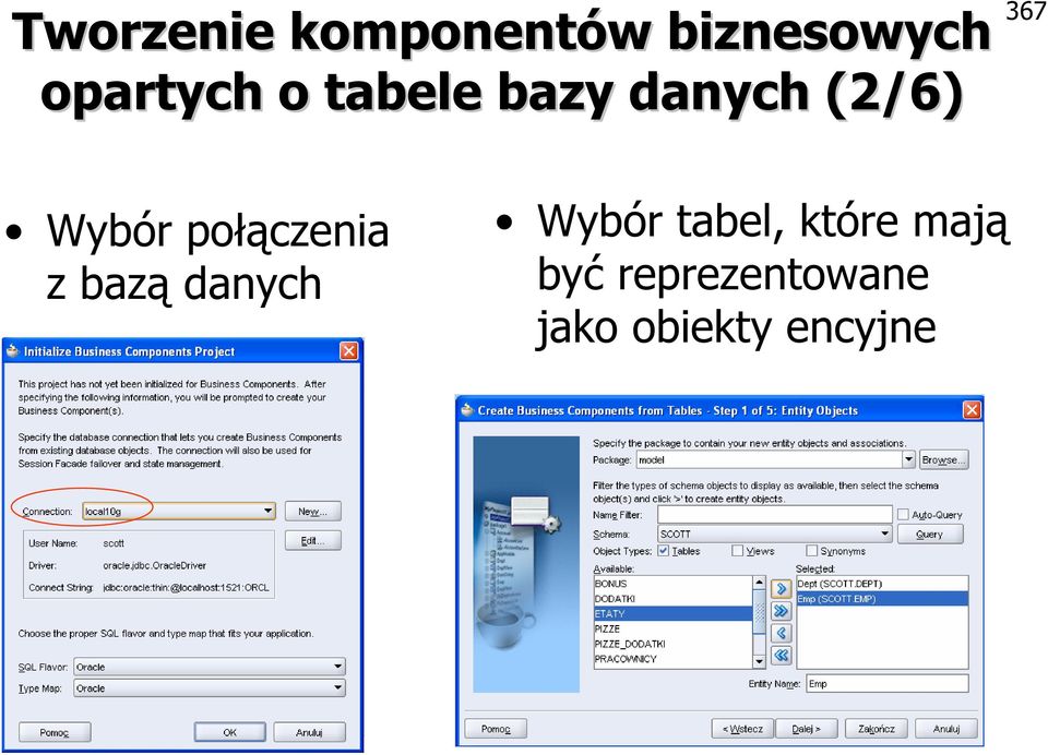 Wybór połączenia z bazą danych Wybór