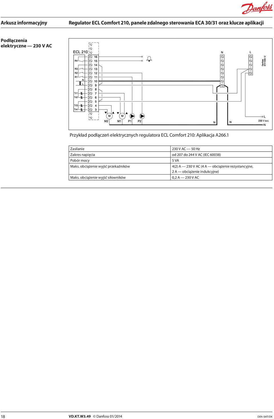1 Zasilanie 230 V AC 50 Hz Zakres napięcia od 207 do 244 V AC (IEC 60038) Pobór mocy Maks.