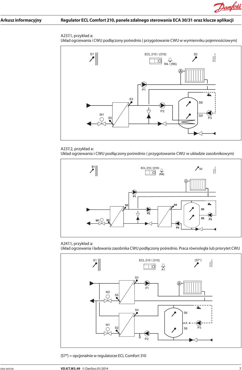 10 P1 S4 S6 P2 M1 P3 P4 A247.1, przykład a: Układ ogrzewania i ładowania zasobnika CWU podłączony pośrednio.