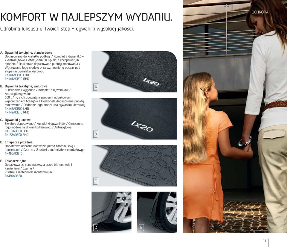 modelu oraz wzmocniony obszar pod stopą na dywaniku kierowcy 1K141ADE00 LHD 1K141ADE10 RHD B.