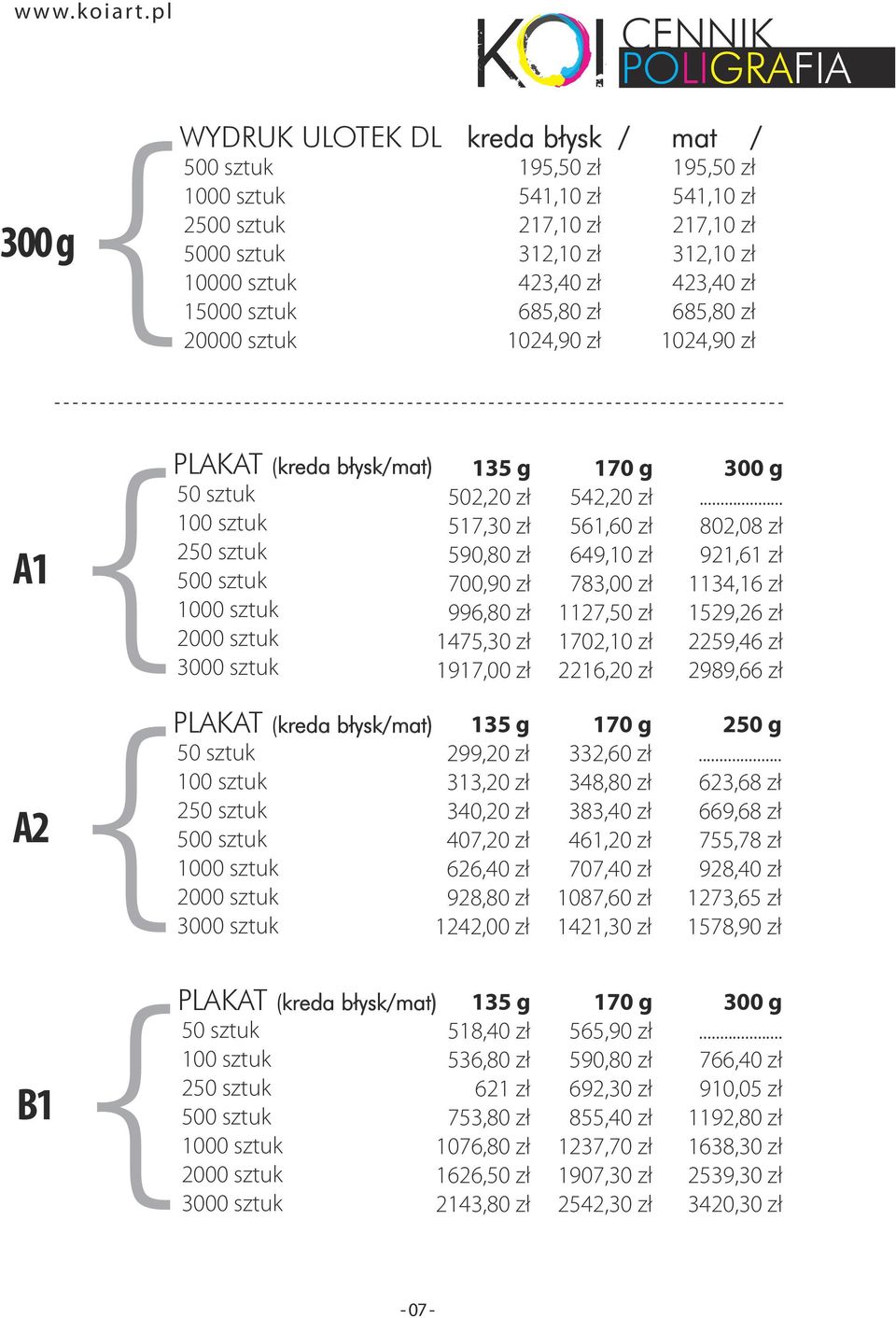 .. 802,08 zł 921,61 zł 1134,16 zł 1529,26 zł 2259,46 zł 2989,66 zł A2 PLAKAT (kreda błysk/mat) 50 sztuk 100 sztuk 3000 sztuk 299,20 zł 313,20 zł 340,20 zł 407,20 zł 626,40 zł 928,80 zł 1242,00 zł