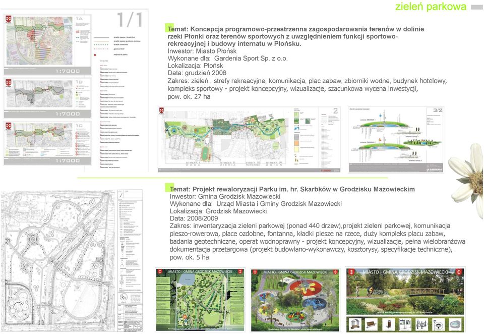 hotelowy, kompleks sportowy - projekt koncepcyjny, wizualizacje, szacunkowa wycena inwestycji, pow. ok. 27 ha Temat: Projekt rewaloryzacji Parku im. hr.