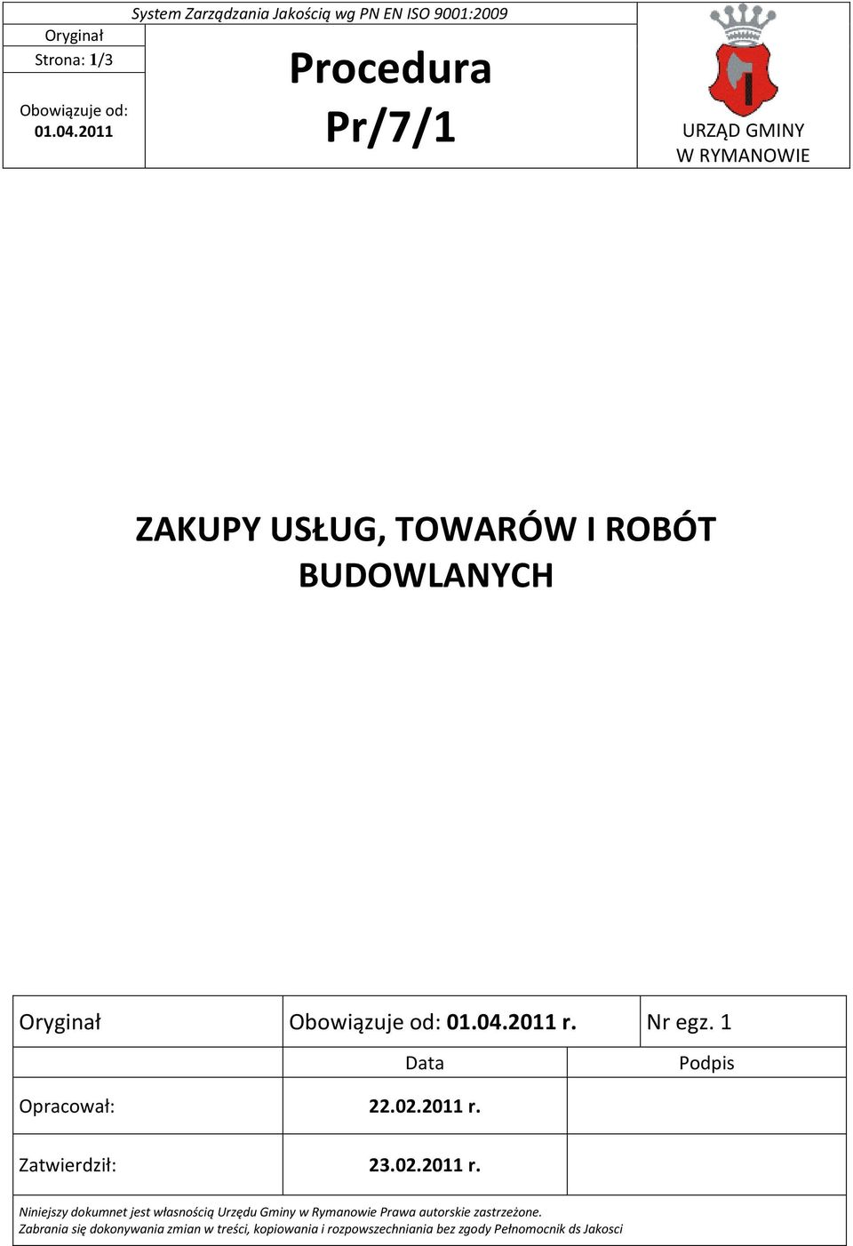 Zatwierdził: 23.02.2011 r.