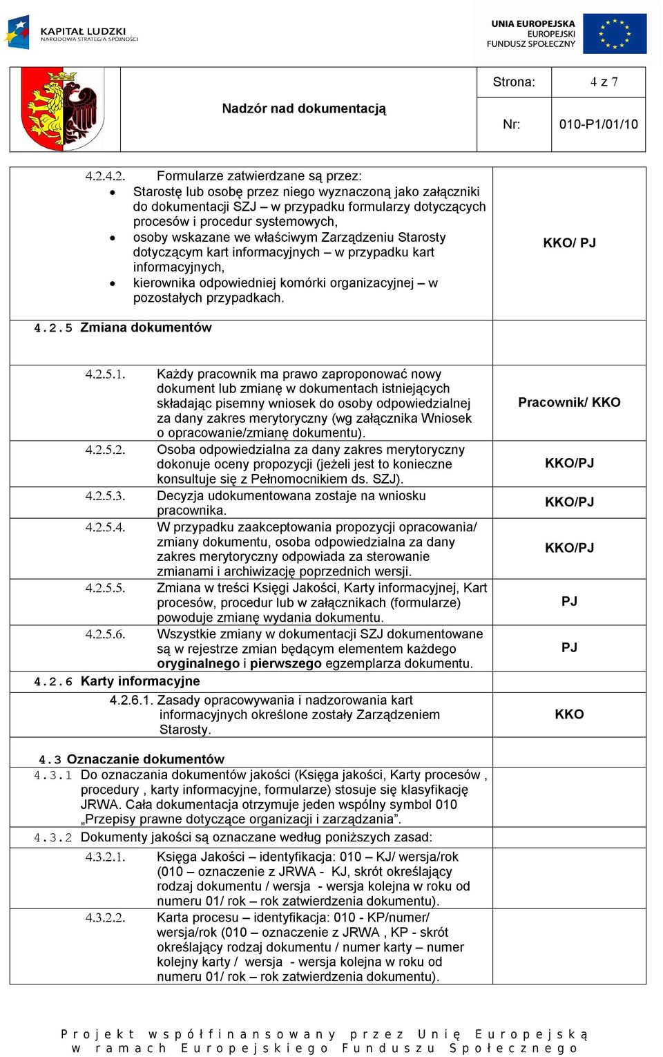 osoby wskazane we właściwym Zarządzeniu Starosty dotyczącym kart informacyjnych w przypadku kart informacyjnych, kierownika odpowiedniej komórki organizacyjnej w pozostałych przypadkach.