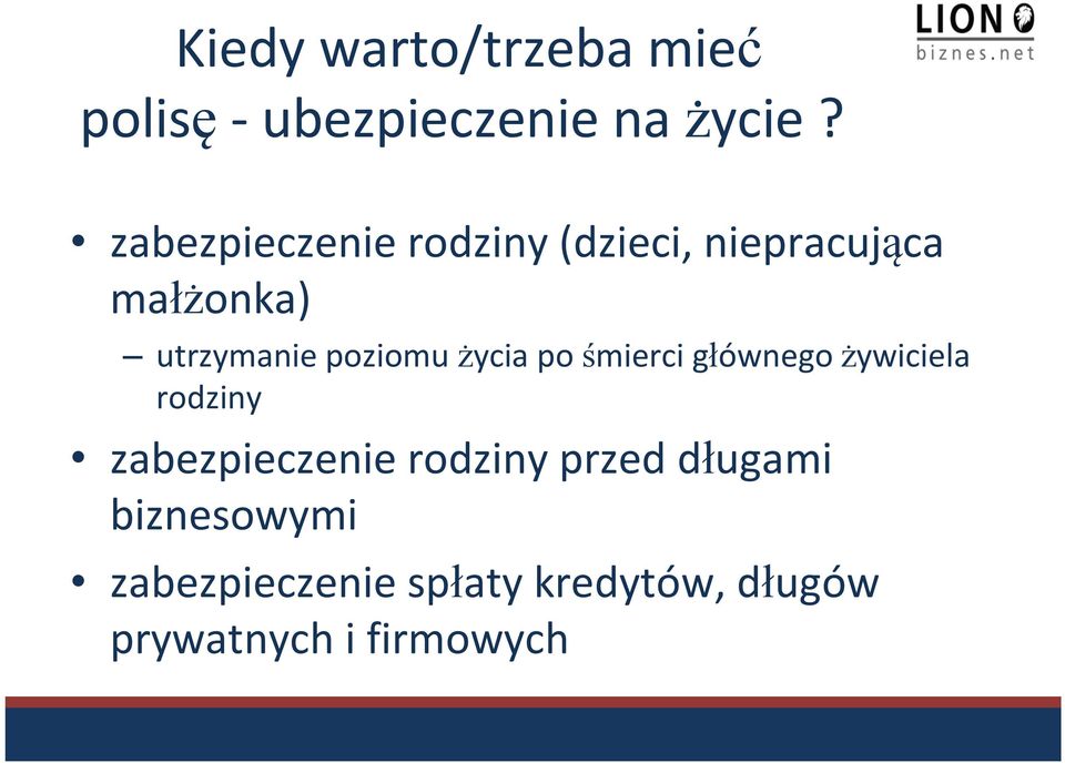 poziomu życia po śmierci głównego żywiciela rodziny zabezpieczenie